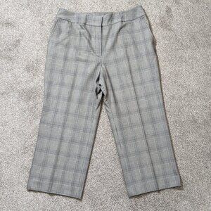 Women's TALBOTS PETITES, Gray Plaid Wool, Career, Cropped Zip Pants; Size 16P